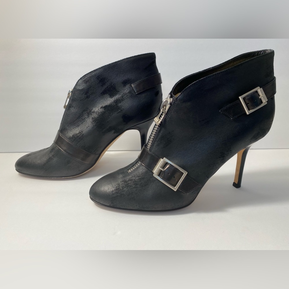 Jimmy Choo ankle boots booties distressed heels black 37.5